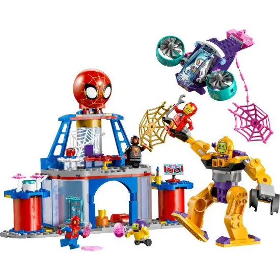 LEGO® 4+ Team Spideys Spinnenbasis – Actiongeladenes Bauset mit den beliebtesten Superhelden Spidey, Iron Man und mehr