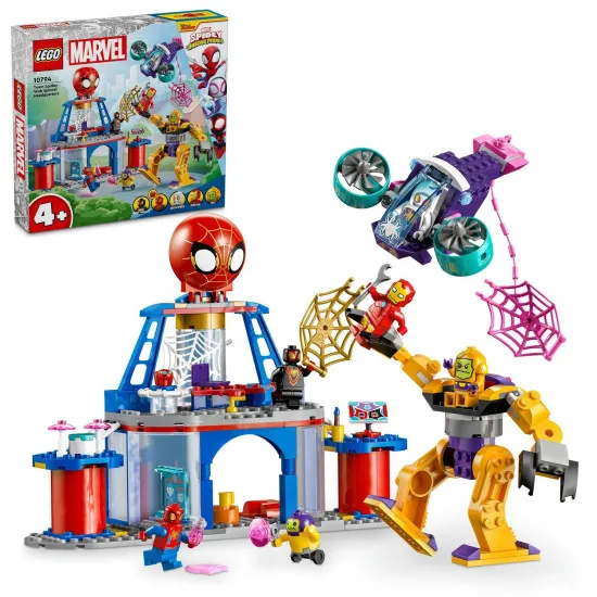 LEGO® 4+ Team Spideys Spinnenbasis – Actiongeladenes Bauset mit den beliebtesten Superhelden Spidey, Iron Man und mehr