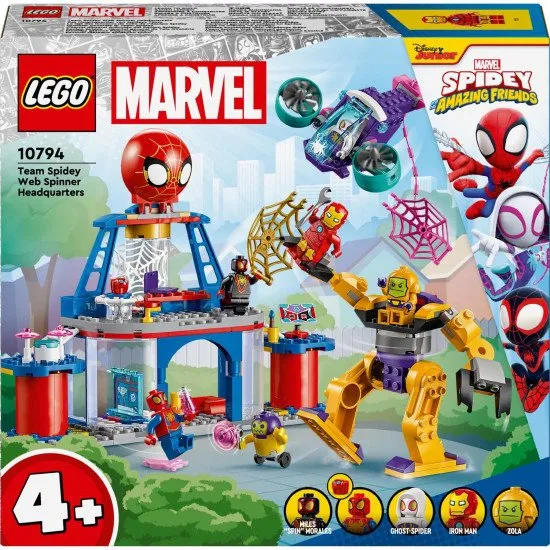 LEGO® 4+ Team Spideys Spinnenbasis – Actiongeladenes Bauset mit den beliebtesten Superhelden Spidey, Iron Man und mehr
