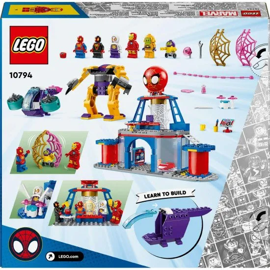 LEGO® 4+ Team Spideys Spinnenbasis – Actiongeladenes Bauset mit den beliebtesten Superhelden Spidey, Iron Man und mehr