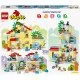 LEGO DUPLO Familienhaus 3 in 1: Ein dreistöckiges Haus, eine Garage mit Auto und ein Garten voller Pflanzen.