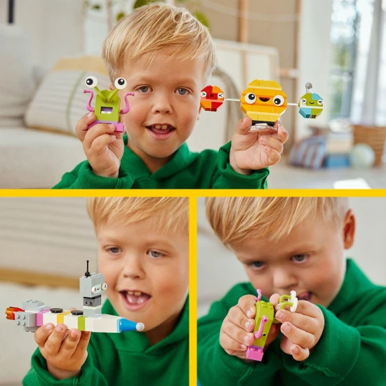 LEGO® Classic Creative Planets (11037) Bauset für Kinder mit Space-Shuttle-, Astronauten- und Sonnensystemmodellen mit bunten Blöcken und leuchtenden Teilen für nächtliche Weltraumerkundungen.