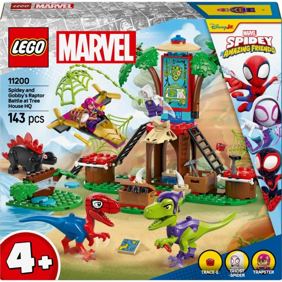 LEGO® Marvel 11200 – Spidey, Gobby und die Raptors kämpfen in einem Baum mit Superhelden und Dinosauriern.