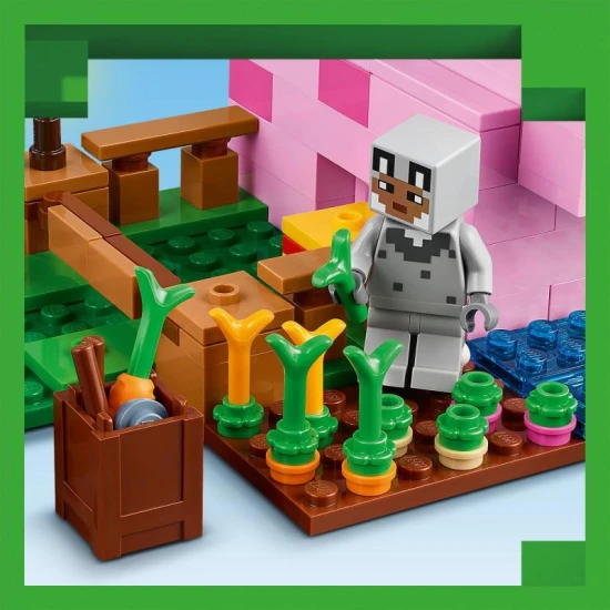 LEGO Minecraft Schweinehaus 21268 – Bauset mit Piglin, Tieren und Farm für Kinder