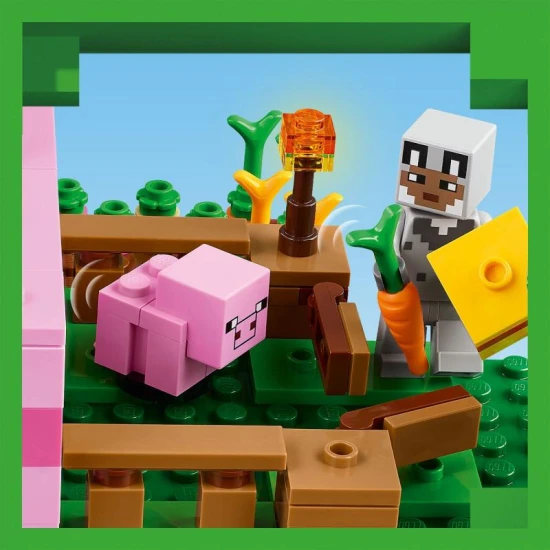 LEGO Minecraft Schweinehaus 21268 – Bauset mit Piglin, Tieren und Farm für Kinder