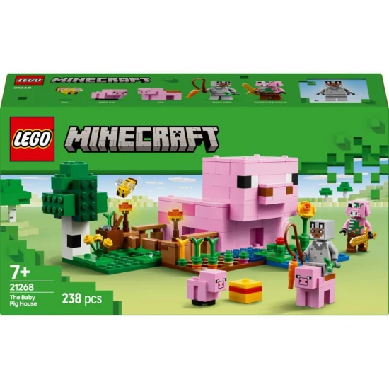 LEGO Minecraft Schweinehaus 21268 – Bauset mit Piglin, Tieren und Farm für Kinder