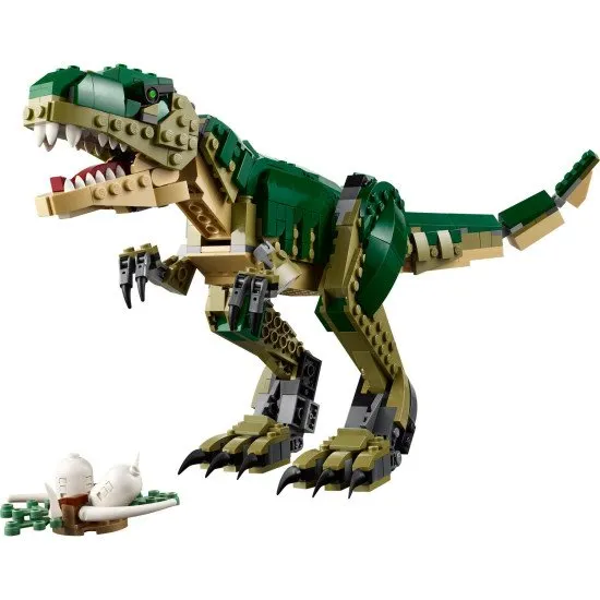 LEGO® Creator 3-in-1-Modelle: T-Rex, Triceratops und Pterodactylus in Aktion – das perfekte Set für Dinosaurierliebhaber.