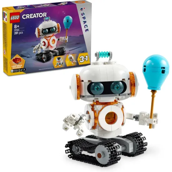 LEGO CREATOR Weltraumroboter – Roboter, Weltraumhund und Rakete in einem Set mit beweglichen Teilen und einem Lichtwürfel.