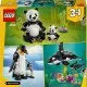 LEGO CREATOR Wilde Tiere: Pandafamilie – ein Panda mit Jungem im Dschungel und verschiedene umbaubare Tiermodelle.