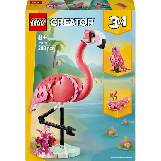 LEGO® Creator 3-in-1-Bausatz mit rosa Flamingo, Kakadu und Axolotl – Spaß und kreatives Bauen für Kinder