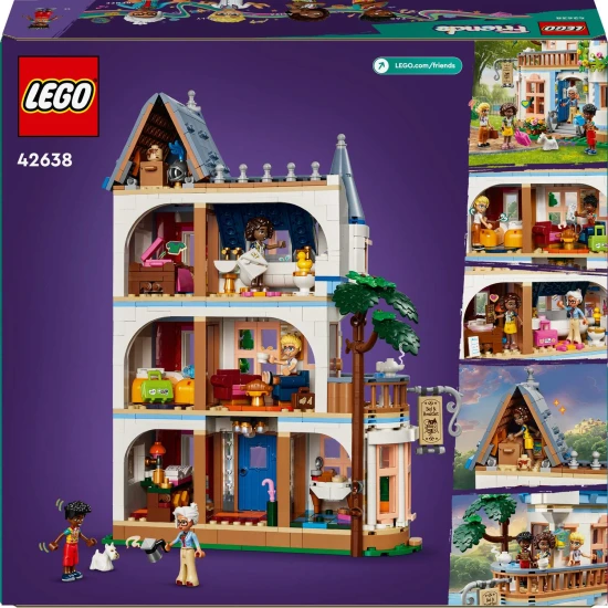 LEGO Friends Ein stilvolles Hotel in einem Schloss im französischen Design, eine Luxussuite mit freistehender Badewanne, ein Wintergarten, eine Rezeption und ein geheimnisvoller Dachboden voller historischer Artefakte.