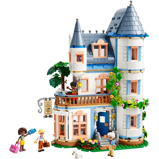 LEGO Friends Ein stilvolles Hotel in einem Schloss im französischen Design, eine Luxussuite mit freistehender Badewanne, ein Wintergarten, eine Rezeption und ein geheimnisvoller Dachboden voller historischer Artefakte.