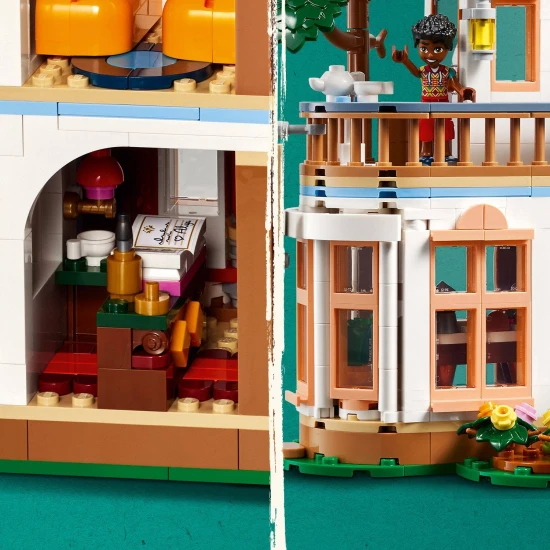 LEGO Friends Ein stilvolles Hotel in einem Schloss im französischen Design, eine Luxussuite mit freistehender Badewanne, ein Wintergarten, eine Rezeption und ein geheimnisvoller Dachboden voller historischer Artefakte.