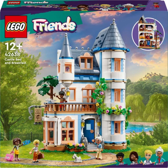 LEGO Friends Ein stilvolles Hotel in einem Schloss im französischen Design, eine Luxussuite mit freistehender Badewanne, ein Wintergarten, eine Rezeption und ein geheimnisvoller Dachboden voller historischer Artefakte.