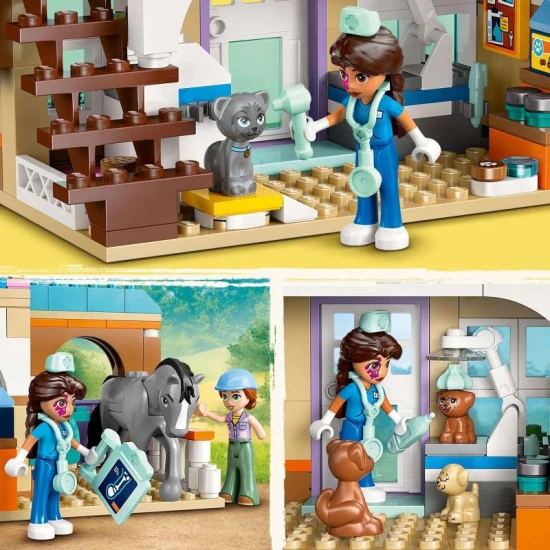 LEGO Friends 42651 – Tierklinik für Pferde und Haustiere mit Minifiguren, Pferd, Hunden und Katze