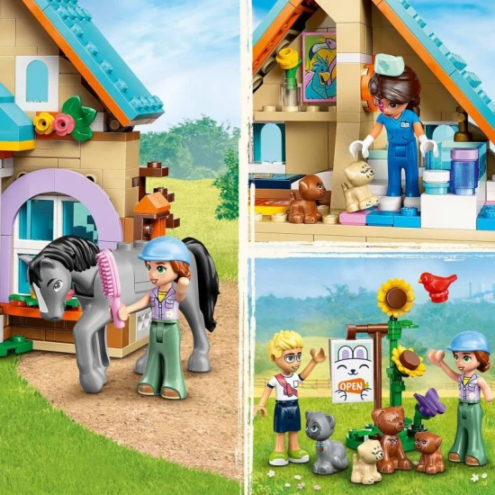 LEGO Friends 42651 – Tierklinik für Pferde und Haustiere mit Minifiguren, Pferd, Hunden und Katze