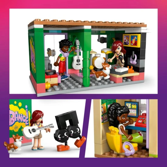 LEGO Friends 42653 – Musikgeschäft und Wohnung mit Minipuppen und Corgi