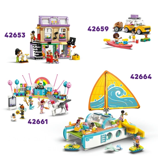 LEGO Friends 42654 Ponyhof mit Stall – Minipuppen, Ponys, Katze, Wagen und Zubehör für kreatives Spielen