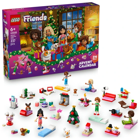 LEGO Friends Adventskalender 2025 42668 – 5 Figuren, 5 Haustiere und 24 Überraschungen mit festlichen Aktivitäten