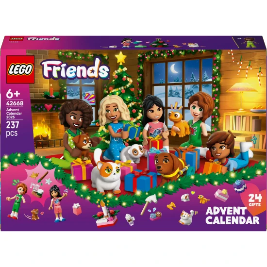 LEGO Friends Adventskalender 2025 42668 – 5 Figuren, 5 Haustiere und 24 Überraschungen mit festlichen Aktivitäten
