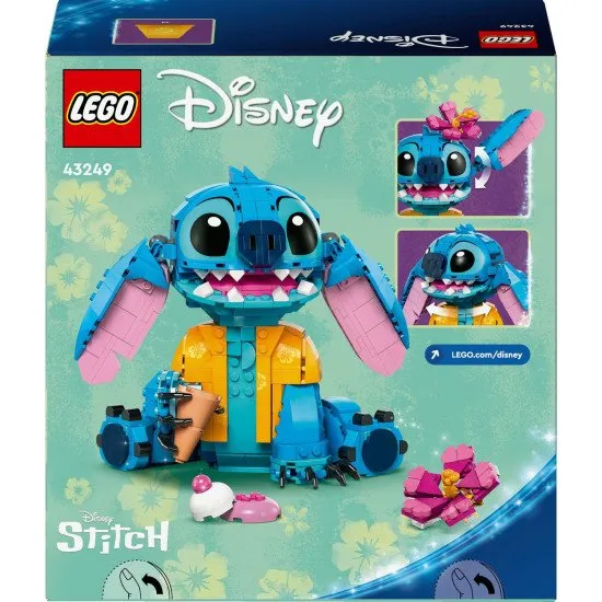 LEGO® Disney Stitch zum Spielen und Präsentieren. Mit beweglichen Ohren, drehbarem Kopf, baubarer Eistüte und Blume. Ein ideales Geschenk für Fans von Lilo und Stitch.