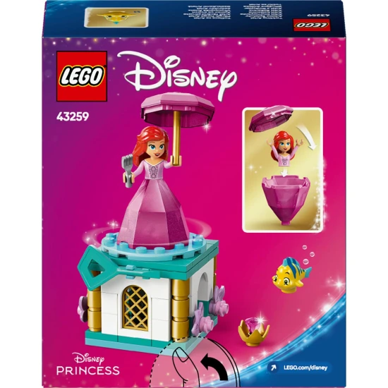 LEGO® Disney Rotating Ariel – ein wunderschönes Bauset mit drehbarem Ständer, Ariel- und Fluttershy-Figuren und Stauraum in einem „Diamanten“-Kleid