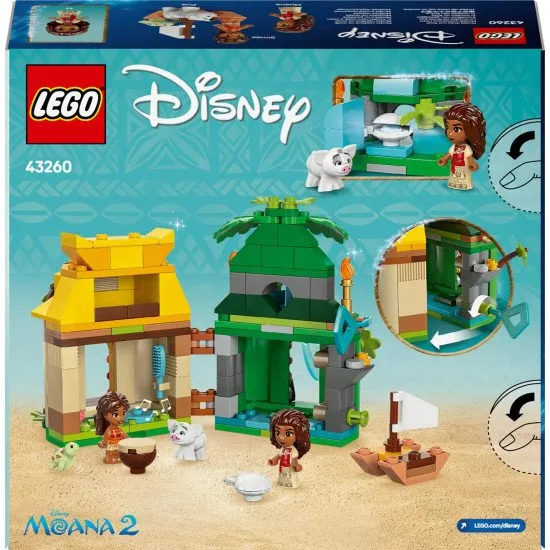 LEGO® Disney Vaiana – Insel-Bausatz mit einem Boot und den Figuren Vaiana, Simey und Pua für abenteuerliches Spielen.