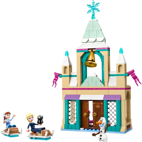 LEGO® Disney Frozen Bausatz – ein magisches Schloss mit Figuren und Schlitten für kreative Kinderunterhaltung.