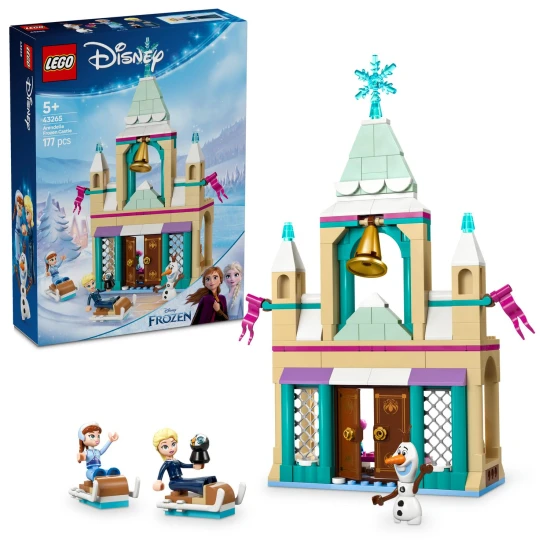LEGO® Disney Frozen Bausatz – ein magisches Schloss mit Figuren und Schlitten für kreative Kinderunterhaltung.