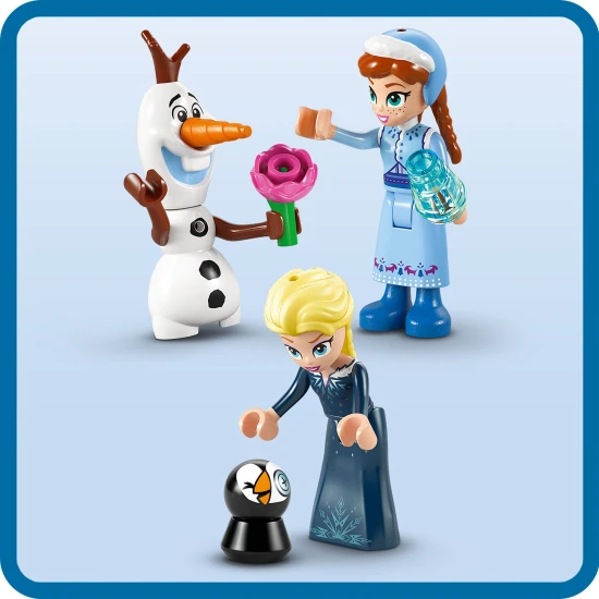 LEGO® Disney Frozen Bausatz – ein magisches Schloss mit Figuren und Schlitten für kreative Kinderunterhaltung.