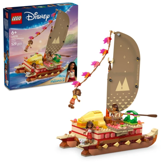 LEGO® Disney Vaiana – Bausatz Kanu mit Segel und 3 Figuren für Kreativität und Abenteuer auf See