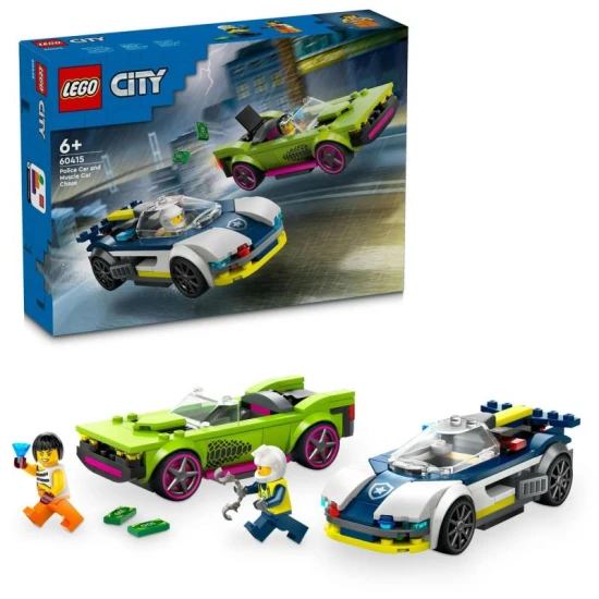 LEGO City 60415 – Polizei- und Sportwagen-Verfolgungsjagd mit Minifiguren Polizist und Kriminelle