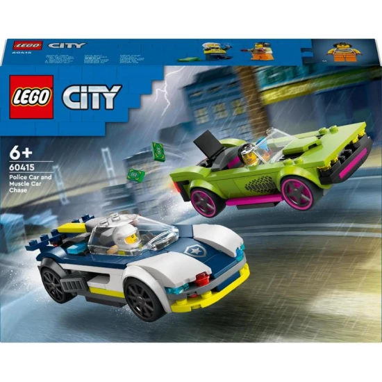 LEGO City 60415 – Polizei- und Sportwagen-Verfolgungsjagd mit Minifiguren Polizist und Kriminelle