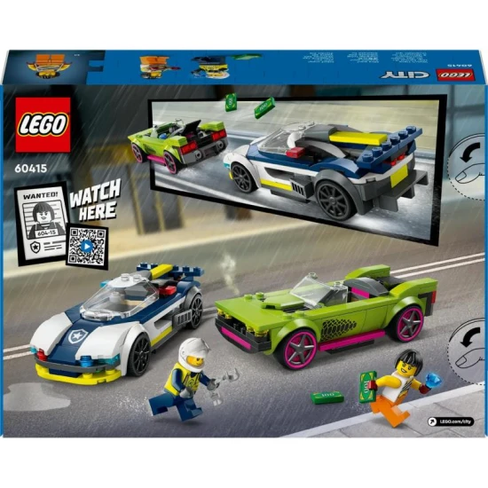 LEGO City 60415 – Polizei- und Sportwagen-Verfolgungsjagd mit Minifiguren Polizist und Kriminelle