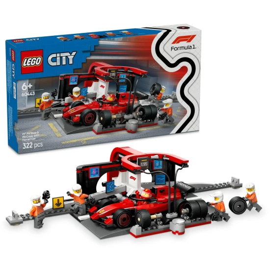 lego city 60443 f1 ferrari pit stop rennwagen