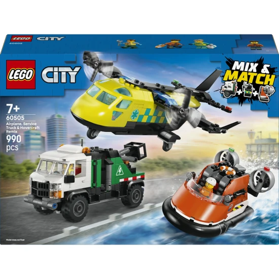 LEGO CITY 60505 Remix Flugzeug, Servicefahrzeug und Hovercraft
