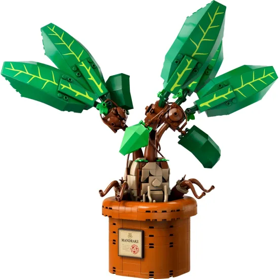 LEGO Harry Potter Mandragora in einem Topf mit beweglichen Blättern und Körper, inspiriert von der Filmreihe.