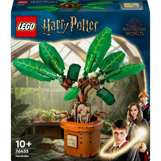 LEGO Harry Potter Mandragora in einem Topf mit beweglichen Blättern und Körper, inspiriert von der Filmreihe.