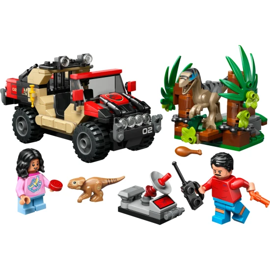LEGO Jurassic World 76972 Flucht vor dem Raptor im Geländewagen mit Velociraptor und Minifiguren