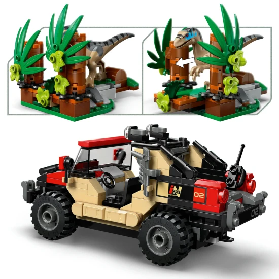 LEGO Jurassic World 76972 Flucht vor dem Raptor im Geländewagen mit Velociraptor und Minifiguren