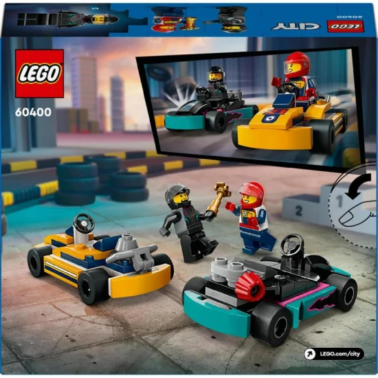 Spielen Sie mit LEGO City Karts and Racers einen spannenden Wettbewerb mit diesen Karts und ihren Rennfahrern.