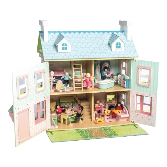 Luxuriöses, dreistöckiges, handbemaltes Puppenhaus „Mayberry Manor“.