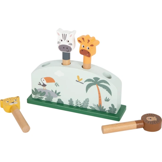 Safari Tiere Spring-Spiel mit Giraffe, Löwe, Zebra und Leopard – Motorikspielzeug für Kinder