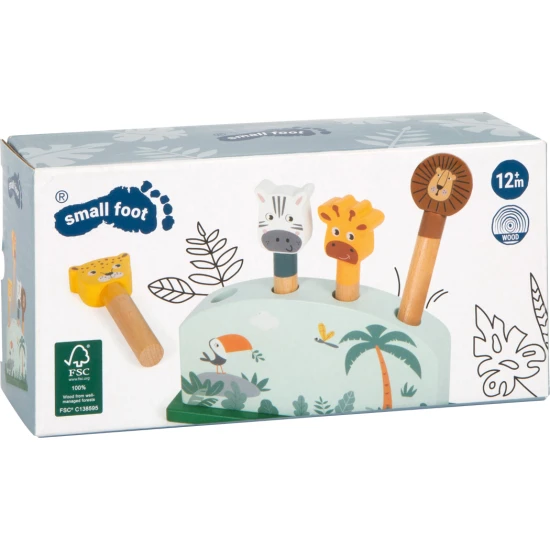 Safari Tiere Spring-Spiel mit Giraffe, Löwe, Zebra und Leopard – Motorikspielzeug für Kinder