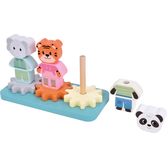 Dschungelfreunde Stapelspiel – Elefant, Tiger, Panda, hölzernes Lernspielzeug für Kinder