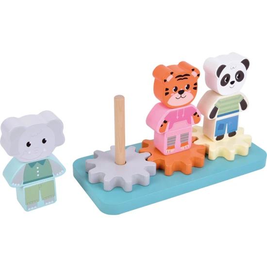 Dschungelfreunde Stapelspiel – Elefant, Tiger, Panda, hölzernes Lernspielzeug für Kinder