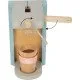 Leckere Kaffeemaschine aus Holz mit Zubehör für kleine Baristas.