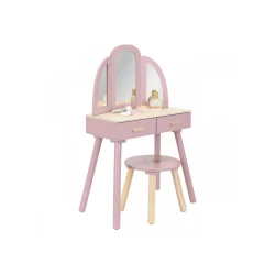 Holz-Schminktisch mit Stuhl Pink