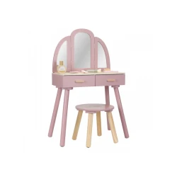 Holz-Schminktisch mit Stuhl Pink