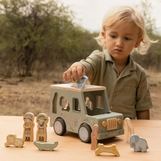 Little Dutch Auto mit Einlegeformen aus Holz Safari Friends